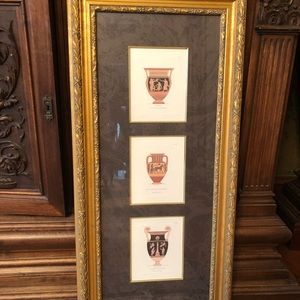 Gold Framed Greek Inspired Vase Paintings